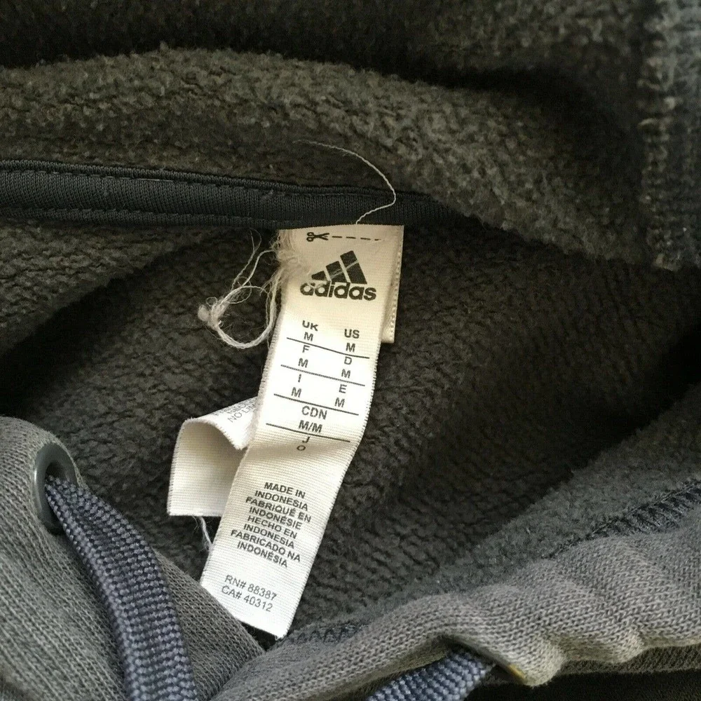 Adidas‎ Sweatshirt Mens Sz Medium Gray Hoodie Cotton Blend Pullover Logo
